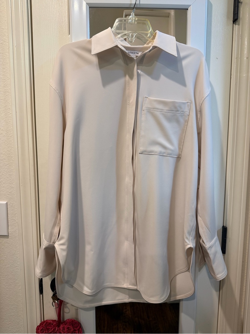 Athleta Light Cream Button-Down Long Sleeve Shirt